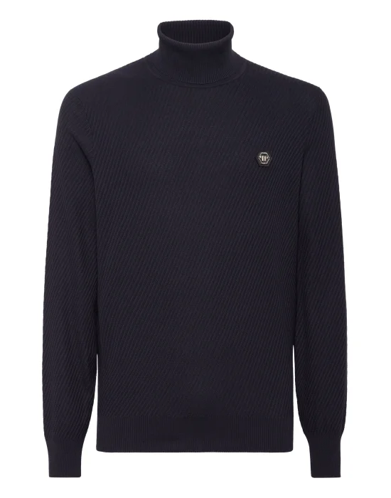 Knited Turtleneck Pullover Wool Silk Blend
