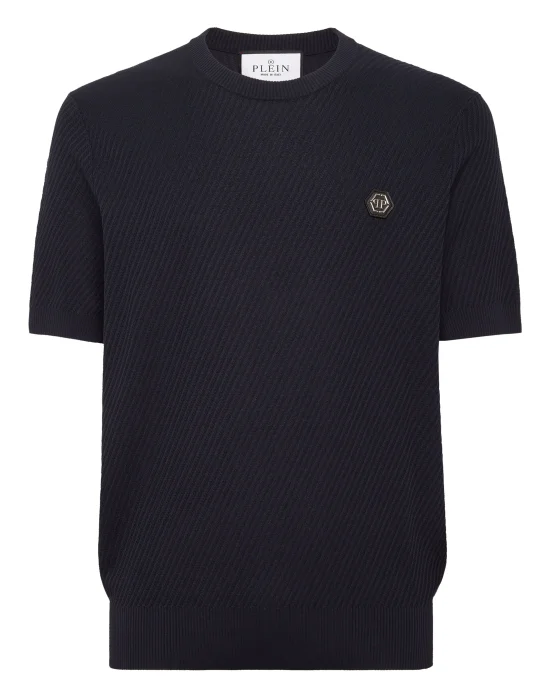 Knited Round Neck T-Shirt Wool Silk Blend