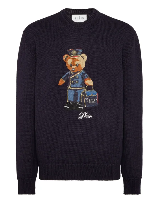 Round Neck Knitted Pullover Reception Teddy