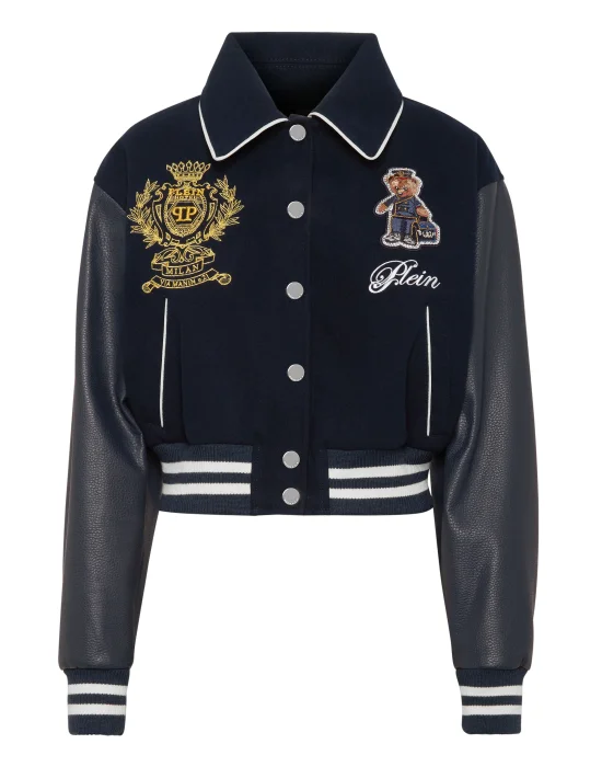Wool and Leather College Bomber Teddy