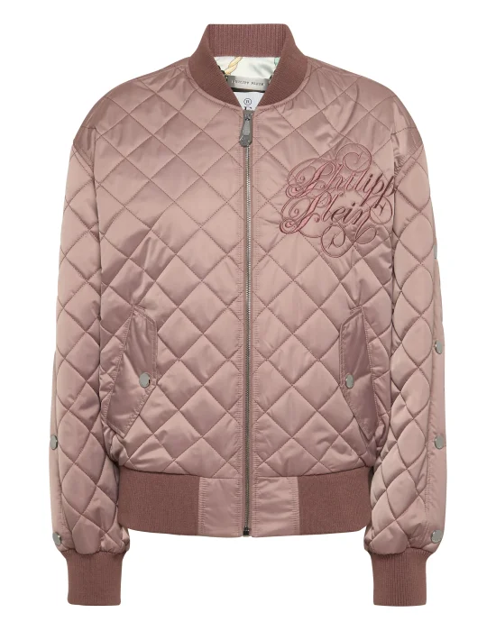 Nylon Oversize Bomber Matelasse Diamond Signature