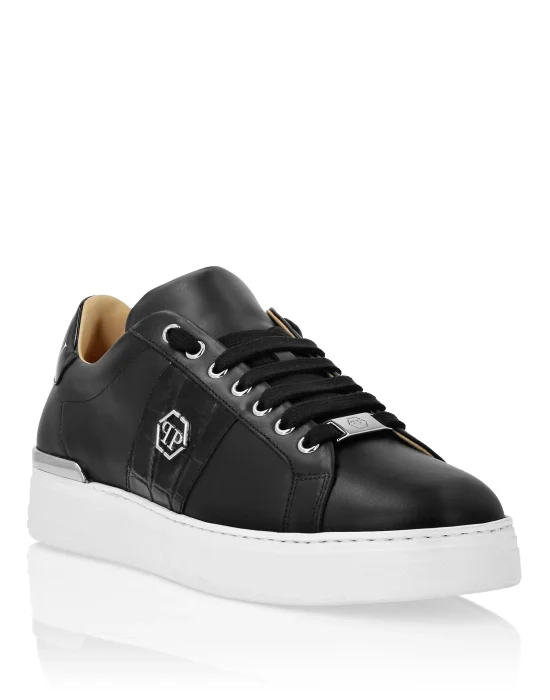 Mix Leather Lo-Top Sneakers Hexagon