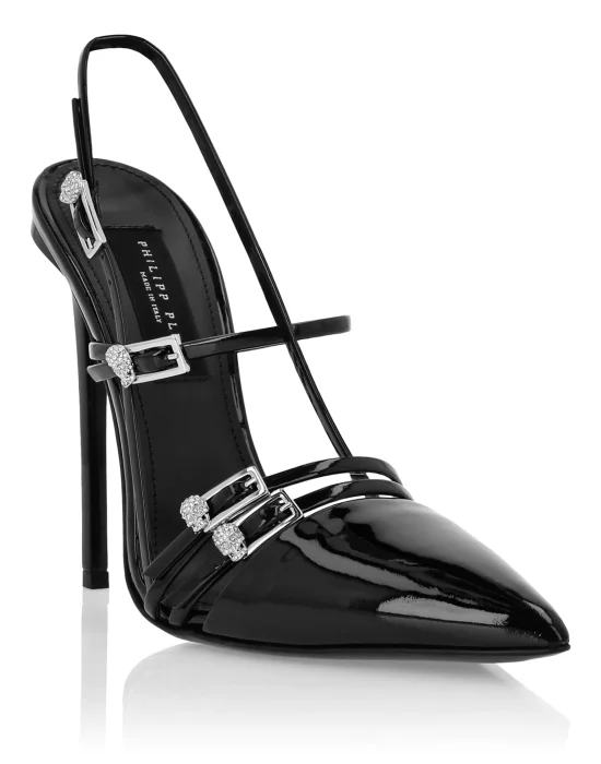 Multi-Strap High-Heel Slingbacks 12 Skull