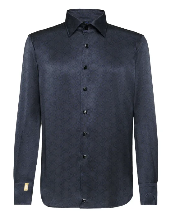 Silk Shirt Silver Cut LS/Flavio Lion