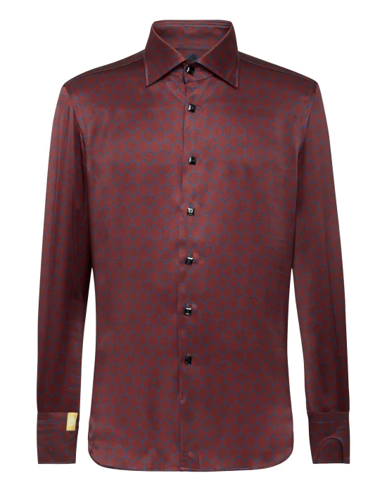 Silk Shirt Silver Cut LS/Flavio Lion