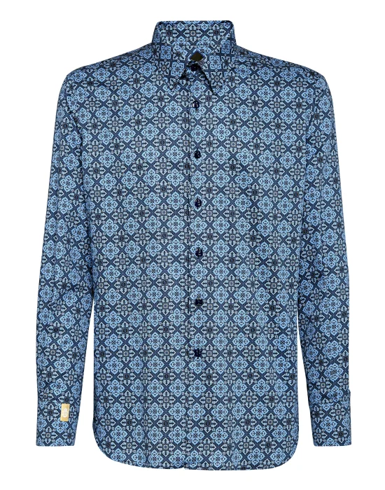 Shirt Silver Cut LS/Milano Floral Geometric