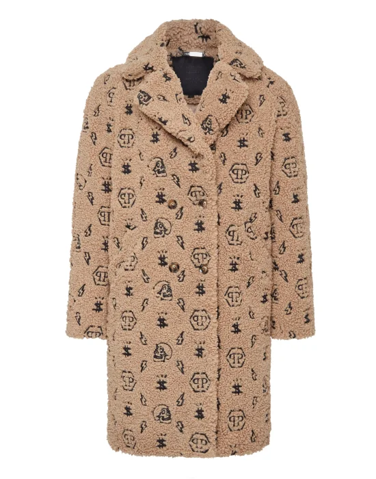 Eco Fur Coat Embroidery Monogram