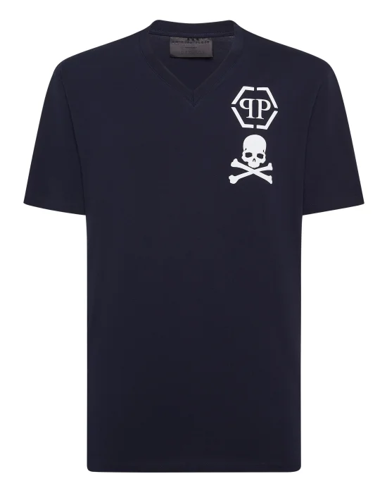 V-Neck T-Shirt Logo Skull