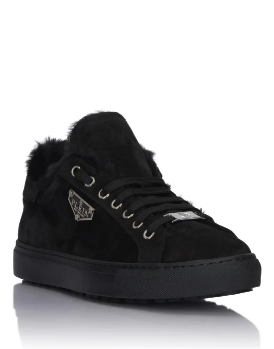 Suede and Sheepskin Low Top Sneakers