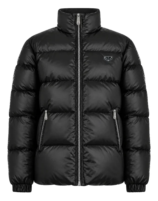 Skeleton Shiny Nylon Puffer Jacket