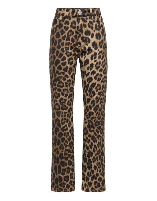 Leopard Straight Fit Jeans