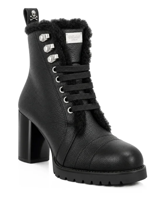 Leather Boots Lo-Heels Fake Fur