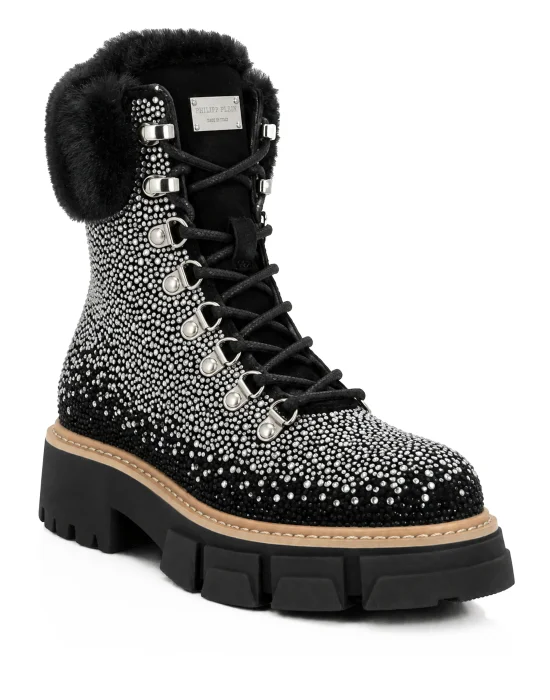 Suede Mountain Boots Mix Strass