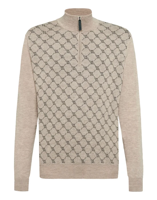 Pullover zip mock Jacquard All over BB