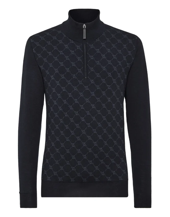 Pullover zip mock Jacquard All over BB