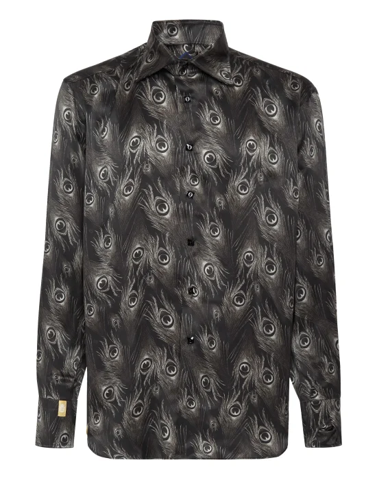 Silk Shirt Silver Cut LS/Flavio Feathers