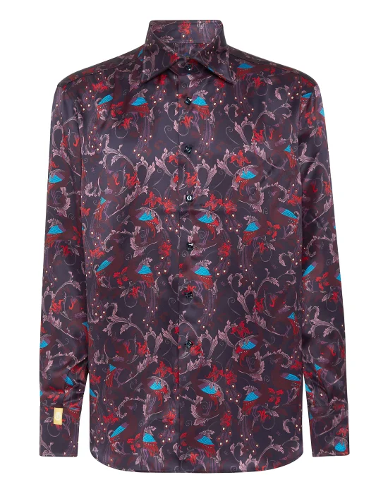 Silk Shirt Silver Cut LS/Flavio Feathers