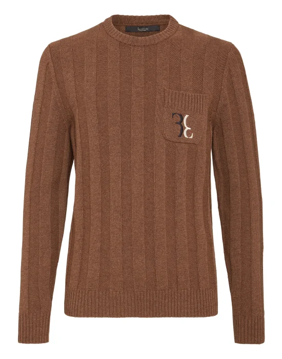 Wool Pullover Round Neck LS Double B