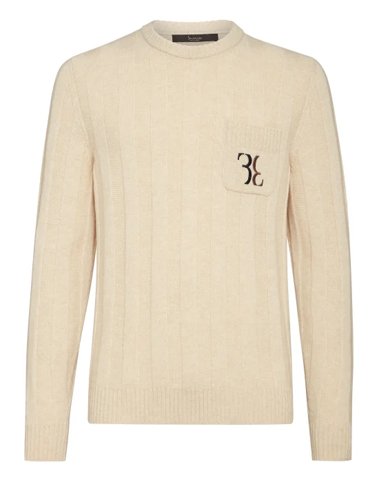 Wool Pullover Round Neck LS Double B