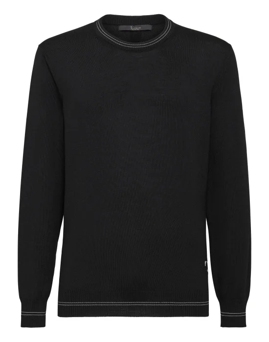 Wool Pullover Round Neck LS Double B