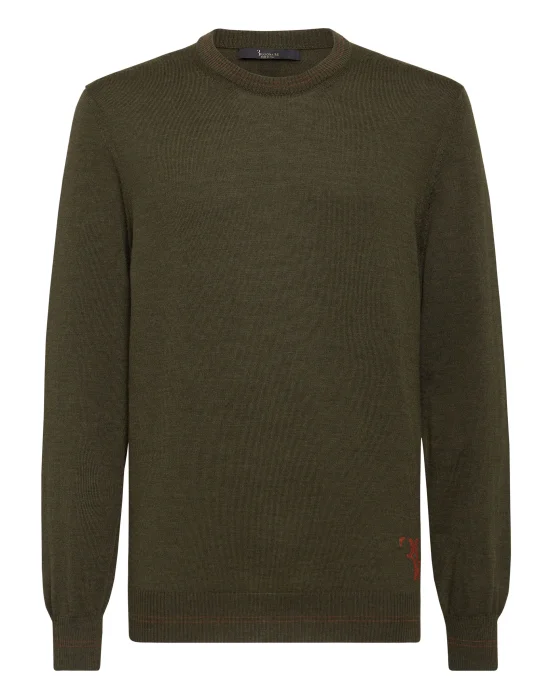 Wool Pullover Round Neck LS Double B