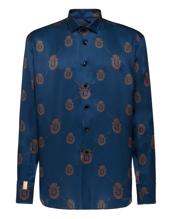 Silk Shirt Gold Cut LS Crest