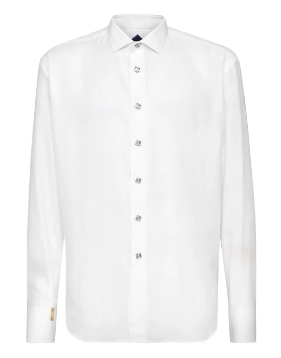 Silk Shirt Gold Cut LS Jacquard