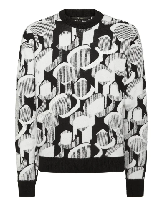 Wool Knit Pullover Round Neck LS Jacquard