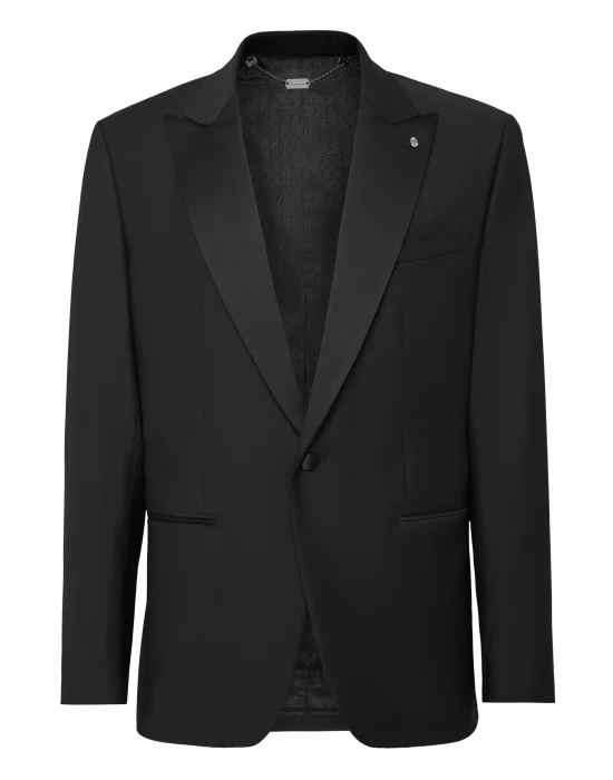 Wool Blazer With Satin Revers