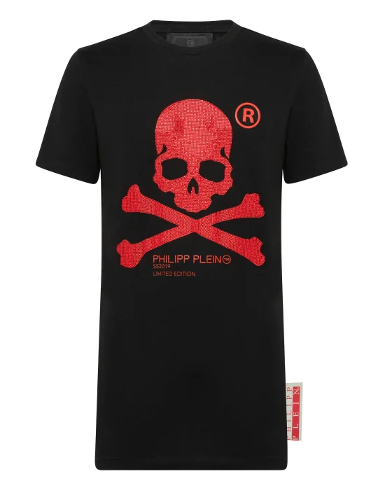 T-shirt Black Cut Round Neck Skull
