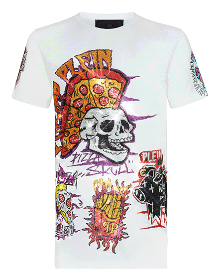 T-shirt Black Cut Round Neck Pizza boy
