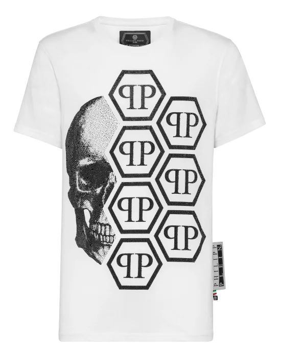 T-shirt Black Cut Round Neck Skull