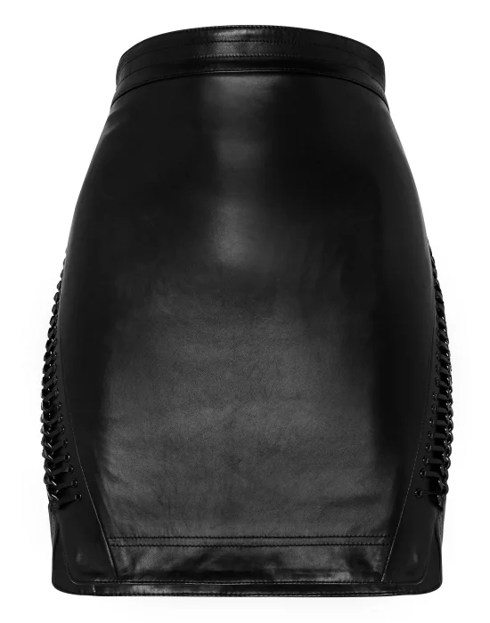 Leather Skirt Short Crystal