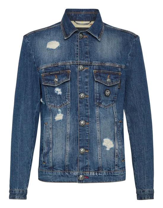 Denim Jacket Skull crystal