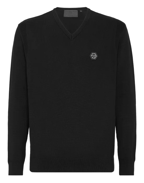 Cotton Pullover V-Neck LS