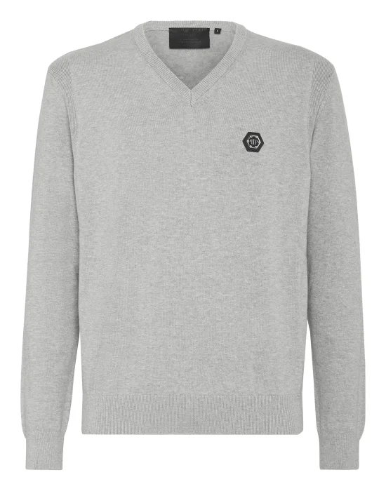 Cotton Pullover V-Neck LS