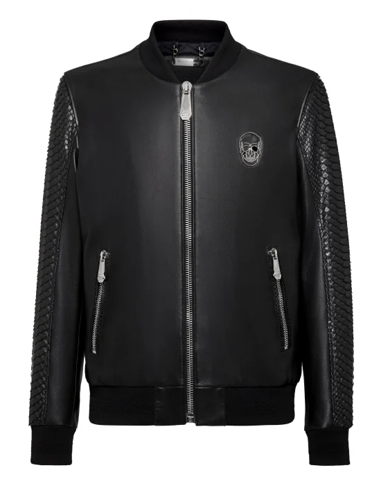 Leather Python Bomber Luxury