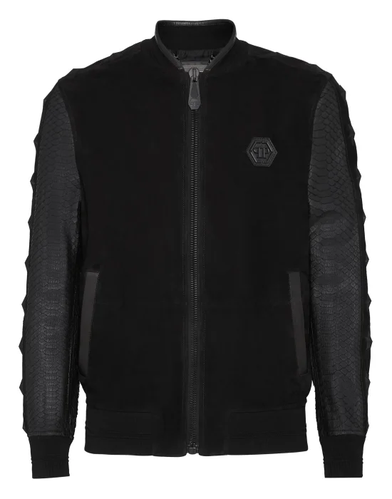 Leather Python Bomber Luxury