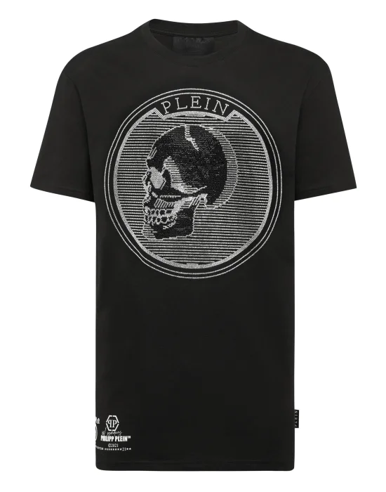 T-shirt Round Neck SS Outline Skull crystal