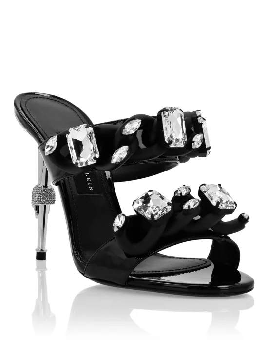 Patent leather Sandals High Heels Chains