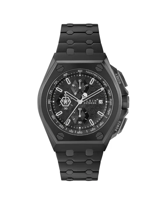 PLEIN EXTREME 44MM - IP BLACK CASE - BLACK DIAL - IP BLACK METAL BAND - Watch