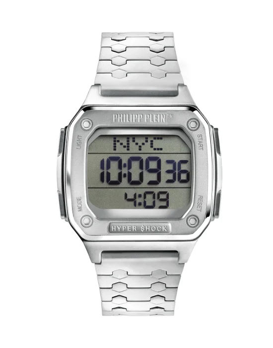 HYPER $HOCK 44MM - SS CASE - LIGHT DISPLAY - SS METAL BAND - Watch Hyper $hock