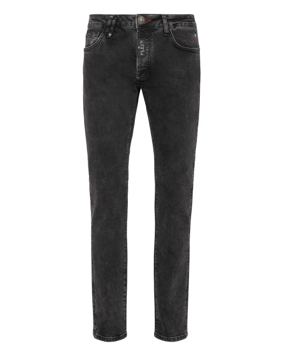 Denim Trousers Super Straight Cut Skull