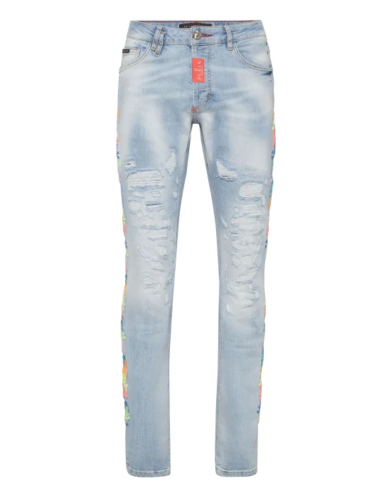 Denim Trousers Super Straight Cut Skull
