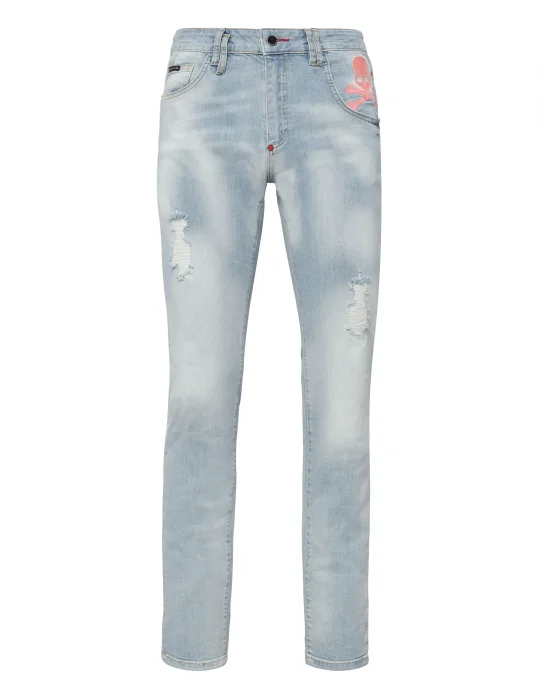 Denim Trousers Super Straight Cut Skull