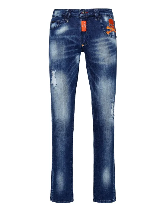 Denim Trousers Super Straight Cut Skull