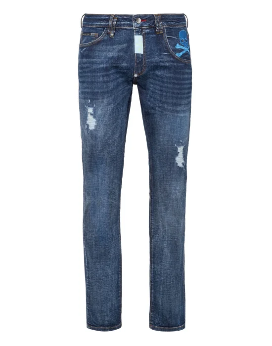 Denim Trousers Super Straight Cut Skull
