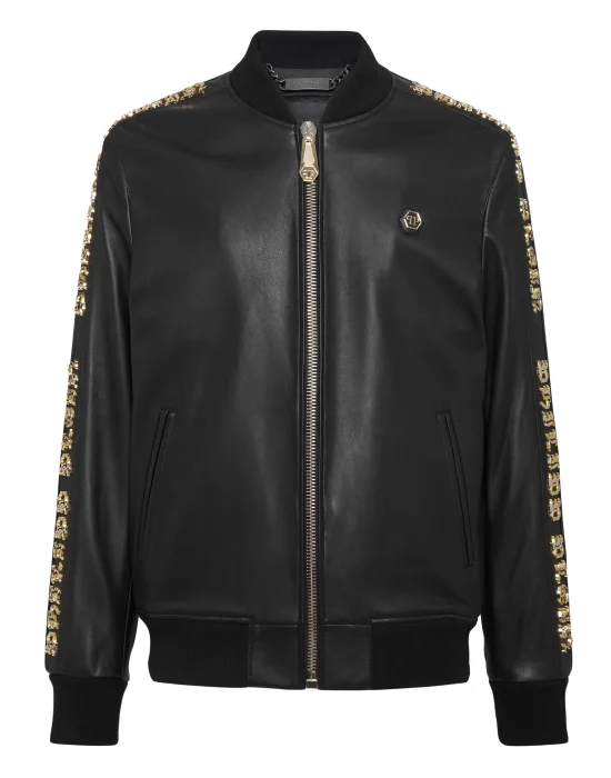 Leather Bomber Gothic Plein