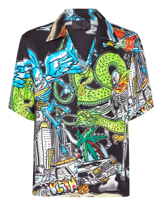 Silk Shirt Bowling SS Skeleton tattoo