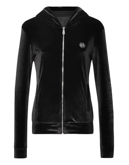 Velvet Hoodie sweatshirt Full Zip  Gothic Plein